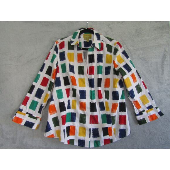 Taylor Investments Gold Label Women’s 14 Button-Up Shirt Multicolor Paint Block - Picture 1 of 7